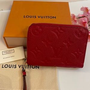 Louis Vuitton LV Zippy Coin Purse Wallet empriente leather red